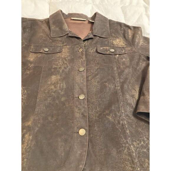 BAMBOO TRADERS Womens Brown Gold Coat Jacket 1X - Picture 2 of 14